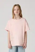 Dětské tričko Levi's OVERSIZE EMBROIDERY FLORAL růžová barva, 4EM398