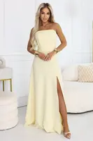 Maxi šaty Elara s korzetom a rozparkem žlté