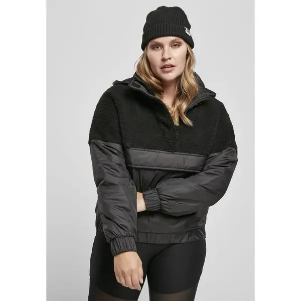 Women's drawstring jacket Sherpa Mix black/black