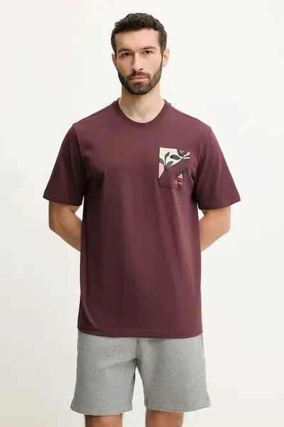 Bavlněné tričko adidas x Mercedes pánské, vínová barva, s potiskem, JW3363