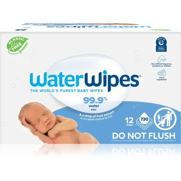 WaterWipes Baby Wipes 12 Pack detské jemné vlhčené obrúsky 12x60 ks