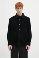 Manšestrová košile A.P.C. surchemise boris pánská, černá barva, relaxed, s klasickým límcem, COHDW.H02811