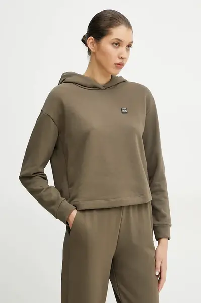 Mikina Armani Exchange dámská, zelená barva, s kapucí, hladká, XW000087 AF10172