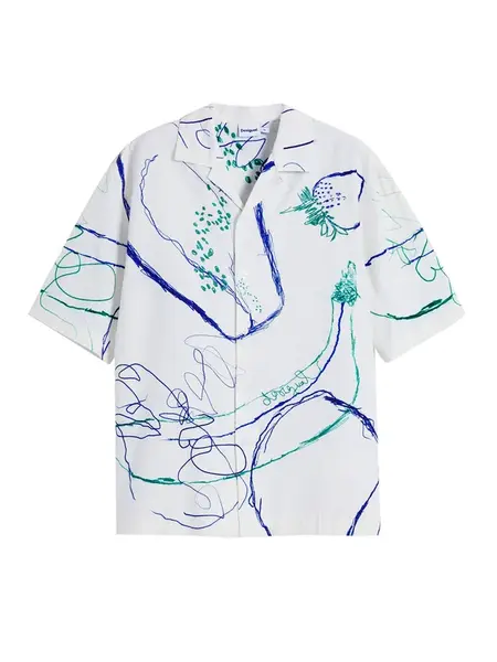 Desigual Košeľa  kobaltovomodrá / zelená / biela