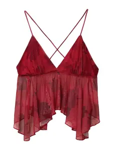 Pull&Bear Top  červená / rubínová / čierna