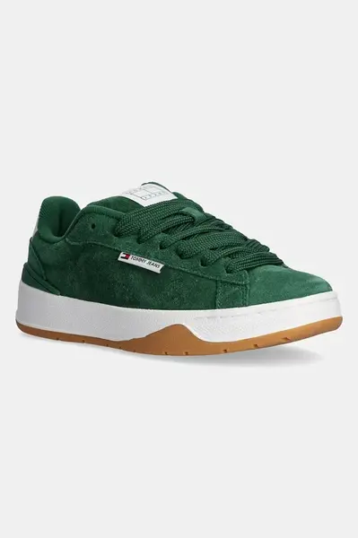 Semišové sneakers boty Tommy Jeans SKATE SNEAKER zelená barva, EN0EN02737