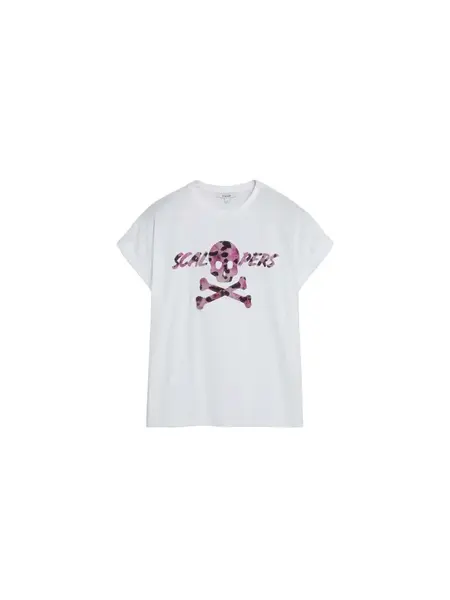 Scalpers Tričko 'Spot Trize Skull'  orgovánová / čierna / biela