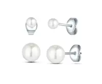 Vuch Sada perlových náušnic z oceli Kruwen Silver (2 páry náušnic)