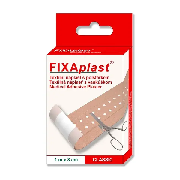 FIXAPLAST Classic náplasť textilná s vankúšikom 1 m x 8 cm