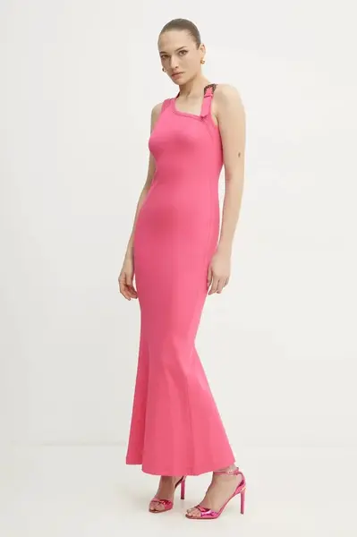 Šaty Versace Jeans Couture růžová barva, maxi, 78HAO973 J0004