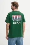 Bavlněné tričko Tommy Hilfiger SAILING pánské, zelená barva, s potiskem, MN0MN00013