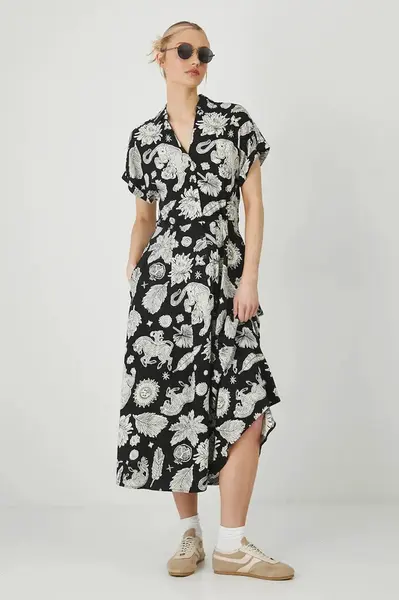 Šaty Medicine černá barva, midi