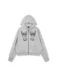 Ed Hardy Tepláková bunda 'Gothic Stud'  sivá / čierna / biela