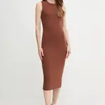 Šaty Calvin Klein Jeans hnědá barva, midi, přiléhavé, LV047C240G