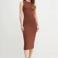 Šaty Calvin Klein Jeans hnědá barva, midi, přiléhavé, LV047C240G