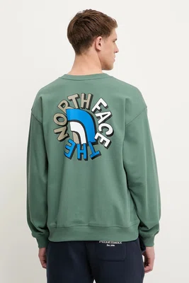 Bavlněná mikina The North Face Nuptse Oversized pánská, zelená barva, hladká, NF0A8C3UHCH1