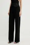 Kalhoty s příměsí vlny Elisabetta Franchi dámské, černá barva, široké, high waist, PA05852E2