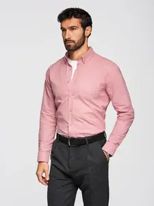 Ombre Men's REGULAR FIT cotton shirt with pocket - pink