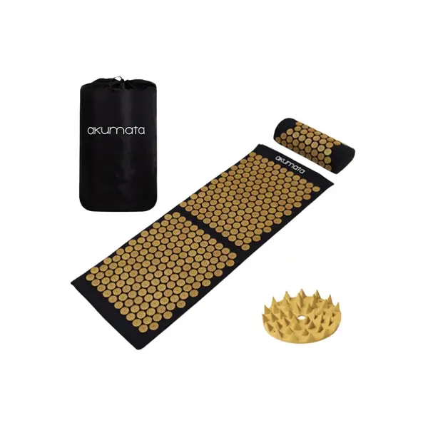 Akupresúrna podložka s vankúšom Akumata čierno - zlatá