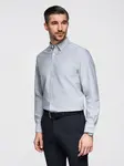Ombre Elegant men's oxford shirt with embroidery - light grey