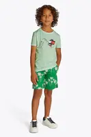 Dětské bavlněné tričko Tommy Hilfiger zelená barva, s potiskem, KB0KB09648