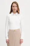 Košile Tommy Hilfiger dámská, bílá barva, slim, s klasickým límcem, WW0WW43528