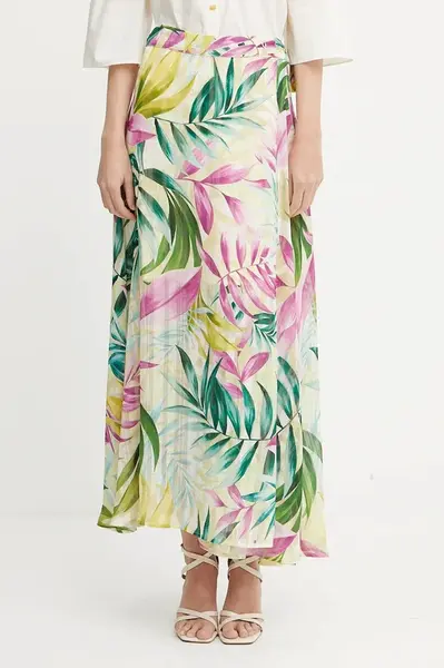 Sukně Guess NEW ROMANA žlutá barva, maxi, áčková, W5GD66 WH9Z2