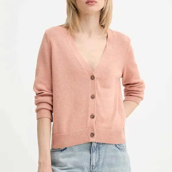 Kardigan se lněnou směsí Marc O'Polo dámský, oranžová barva, 503501161035