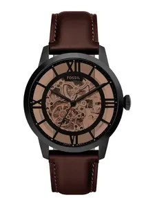 FOSSIL Analógové hodinky 'Townsman'  hnedá / čierna