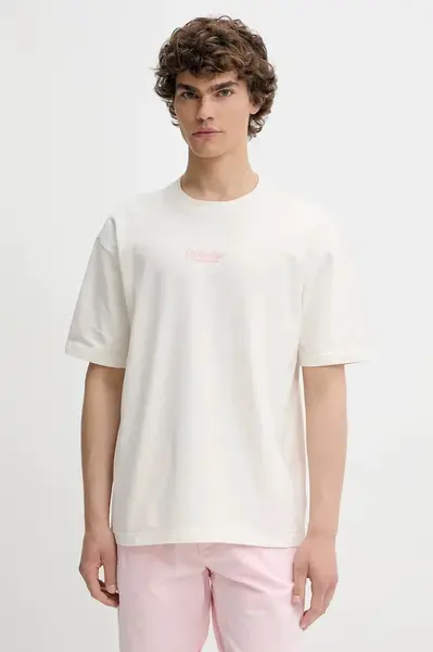 Bavlněné tričko Hollister Co. pánské, béžová barva, s aplikací, KI323-5007