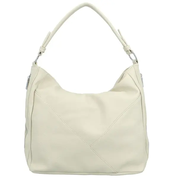 Trendy dámská koženková kabelka na rameno Enwy, krémová