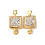 Brass Pave Clear Cubic Zirconia Connector Charms