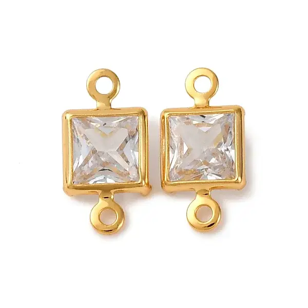 Brass Pave Clear Cubic Zirconia Connector Charms