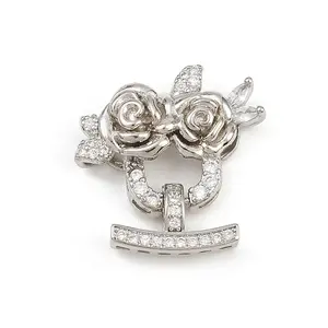 Brass Micro Pave Clear Cubic Zirconia Fold Over Clasps