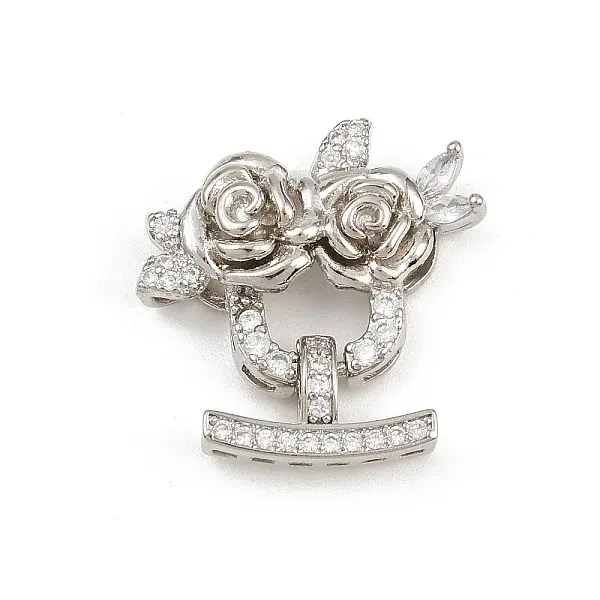 Brass Micro Pave Clear Cubic Zirconia Fold Over Clasps