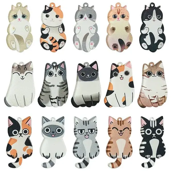 30Pcs 15 Styles Acrylic Pendants