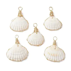Copper Wire Wrapped Natural Shell Pendants