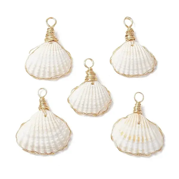 Copper Wire Wrapped Natural Shell Pendants
