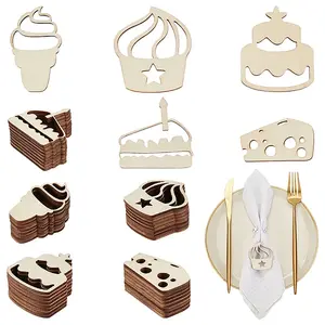 100Pcs 5 Styles Unfinished Wooden Cutouts
