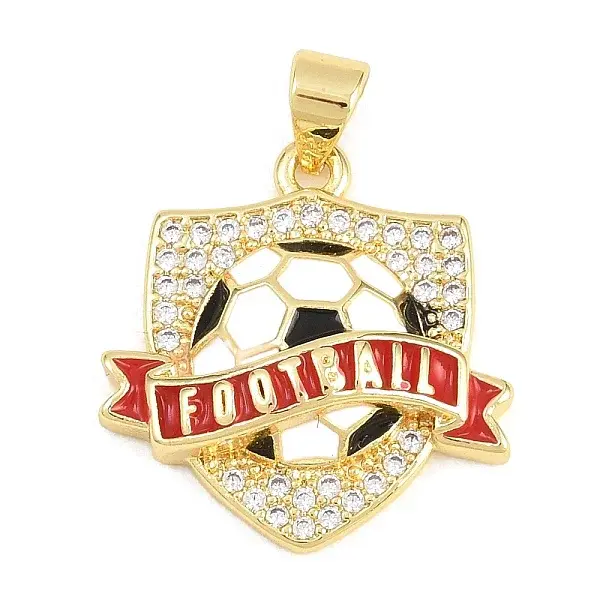 Football Brass Micro Pave Cubic Zirconia Pendants