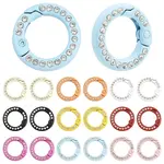18Pcs 9 Colors Zinc Alloy Rhinestone Spring Gate Rings