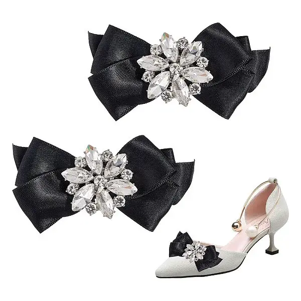 2Pcs Detachable Bowknot Polyester Ribbon Shoe Decoration