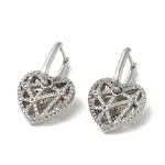 Hollow Heart Rack Plating Brass Micro Pave Cubic Zirconia Dangle Hoop Earrings