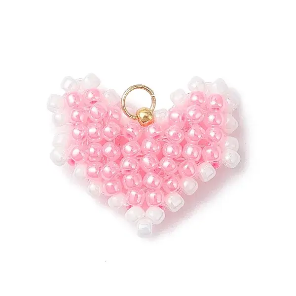 Glass Seed Beaded Heart Pendants