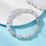 Natural Blue Lace Agate Beaded Stretch Bracelets for Women