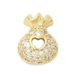 Bag Shape Brass Pave Clear Cubic Zirconia Cabochons