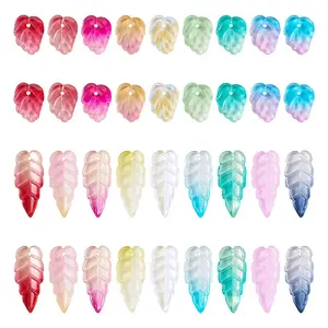 120Pcs 2 Styles Autumn Theme Two-Tone Transparent Glass Charms