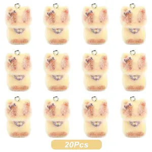 Cat Shape Flocky Opaque Resin Pendants