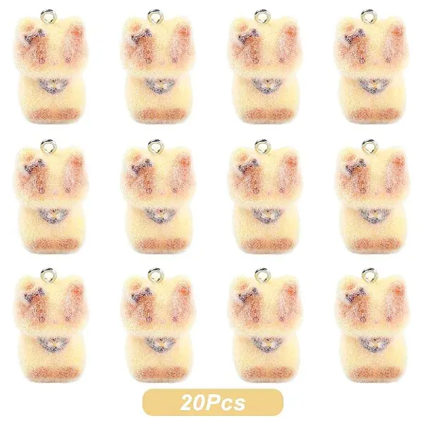 Cat Shape Flocky Opaque Resin Pendants