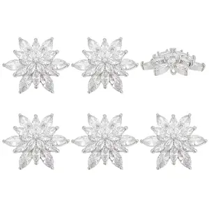 6Pcs Brass Shank Buttons Micro Pave Cubic Zirconia